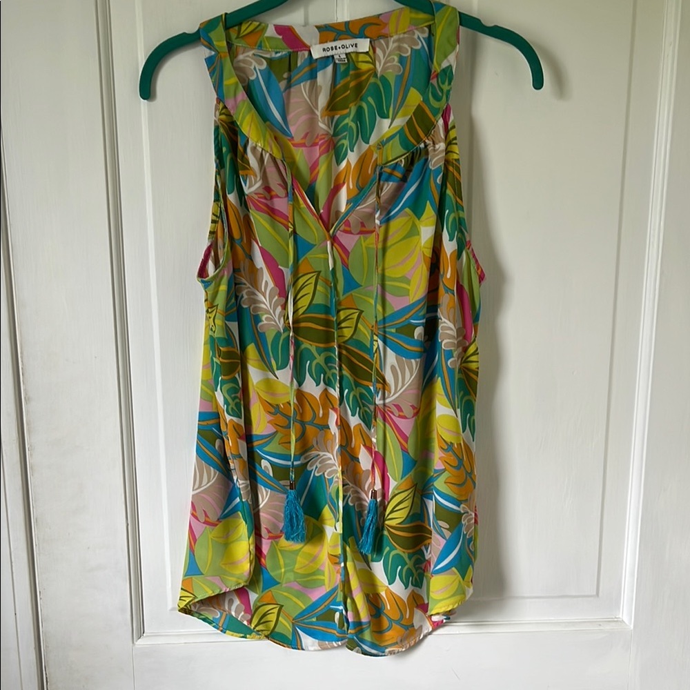 Kaktus Yellow and Blue Sleeveless Tank Top
